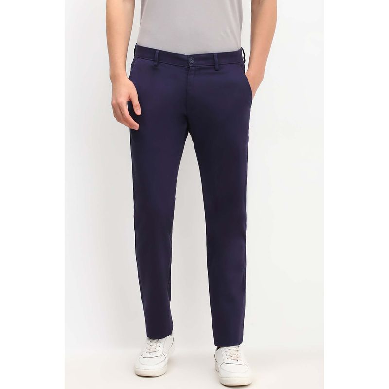 Allen Solly Men Purple Slim Fit Textured Trousers (30)