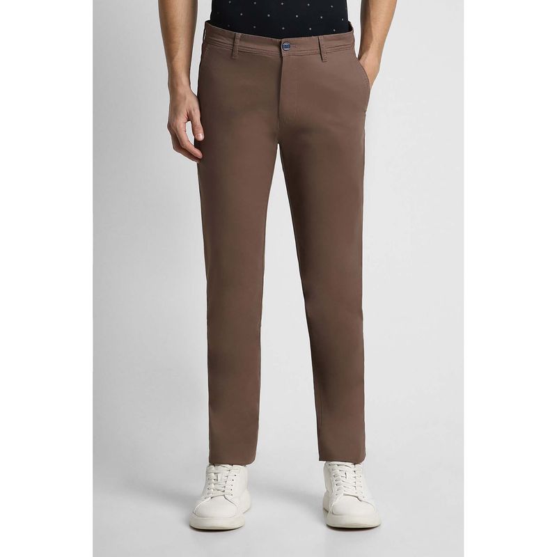 Peter England Men Brown Solid Super Slim Fit Chino Trousers (30)