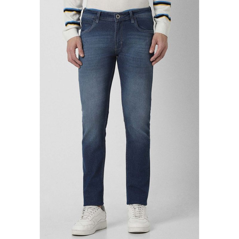 Peter England Men Blue Mid Wash Slim Tapered Jeans (32)