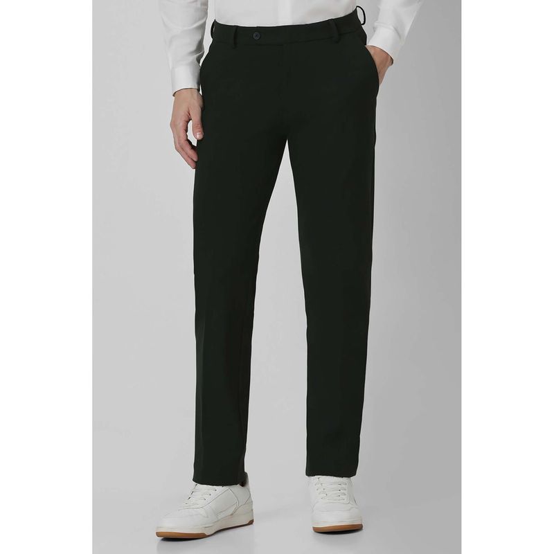 Peter England Men Green Solid Super Slim Fit Trousers (30)