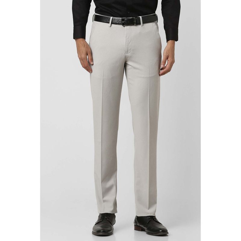 Buy Van Heusen Men Grey Textured Slim Fit Trousers Online