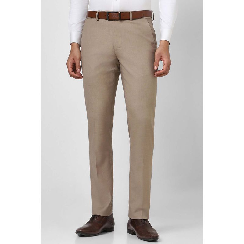Van Heusen Men Brown Solid Slim Fit Trousers (30)
