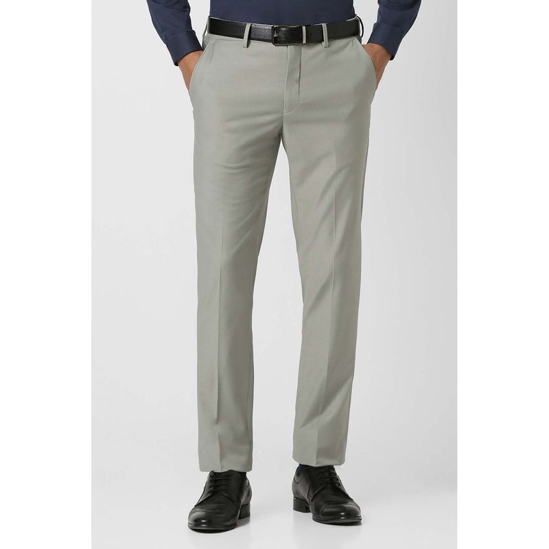 Van Heusen Men Olive Solid Slim Fit Chinos (34)