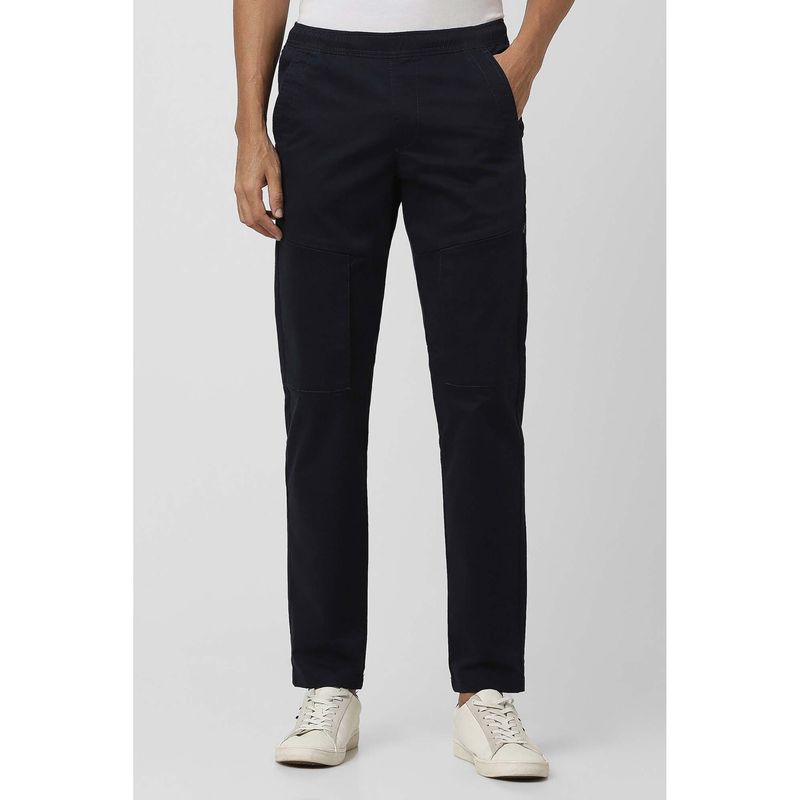 Van Heusen Men Navy Solid Regular Fit Chinos (34)