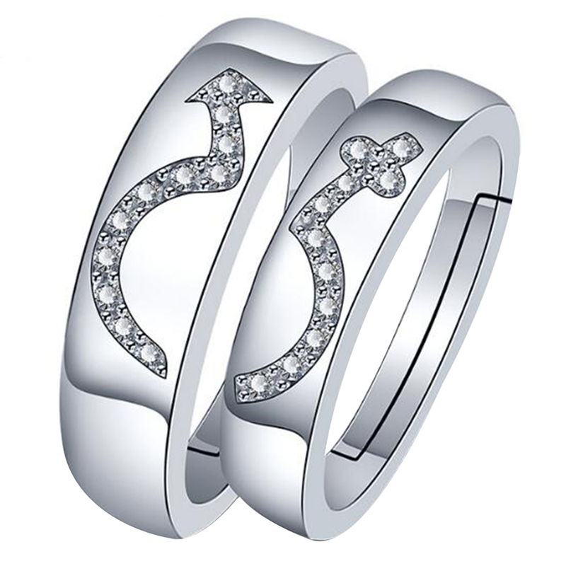 925 Sterling Silver Crystal Adjustable Couple Ring Set With Brand Design  For Weddings Elegant Mens Gemstones From Huierjew, $0.65 | DHgate.Com