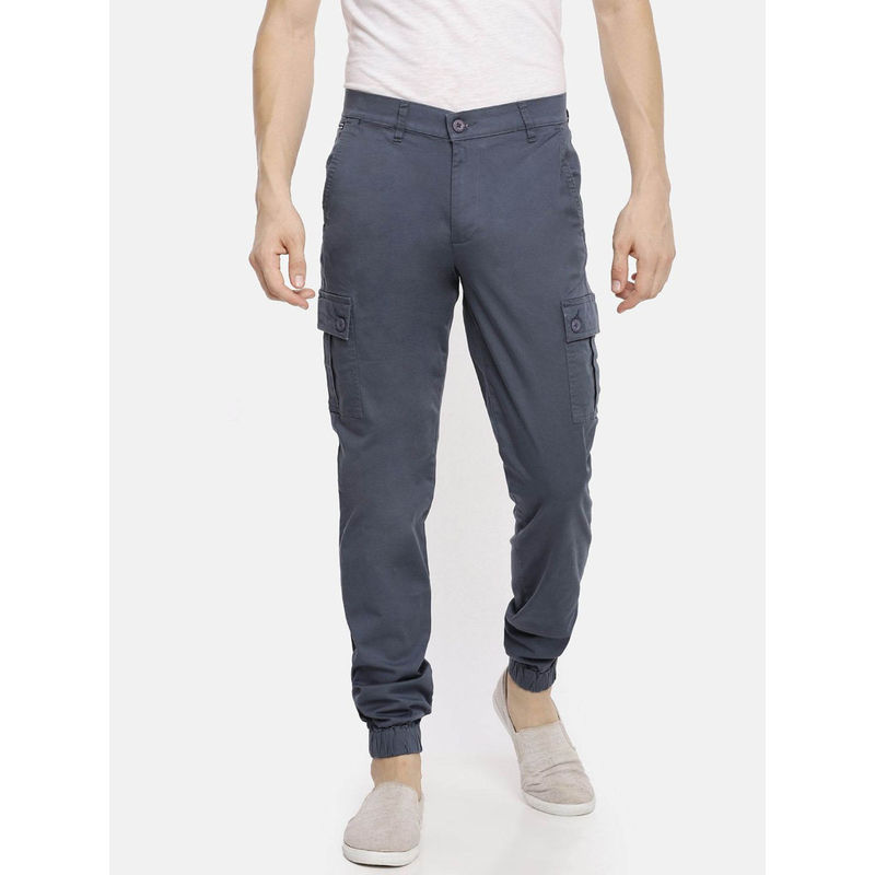 The Indian Garage Co Blue Solid Regular Fit Joggers (30)