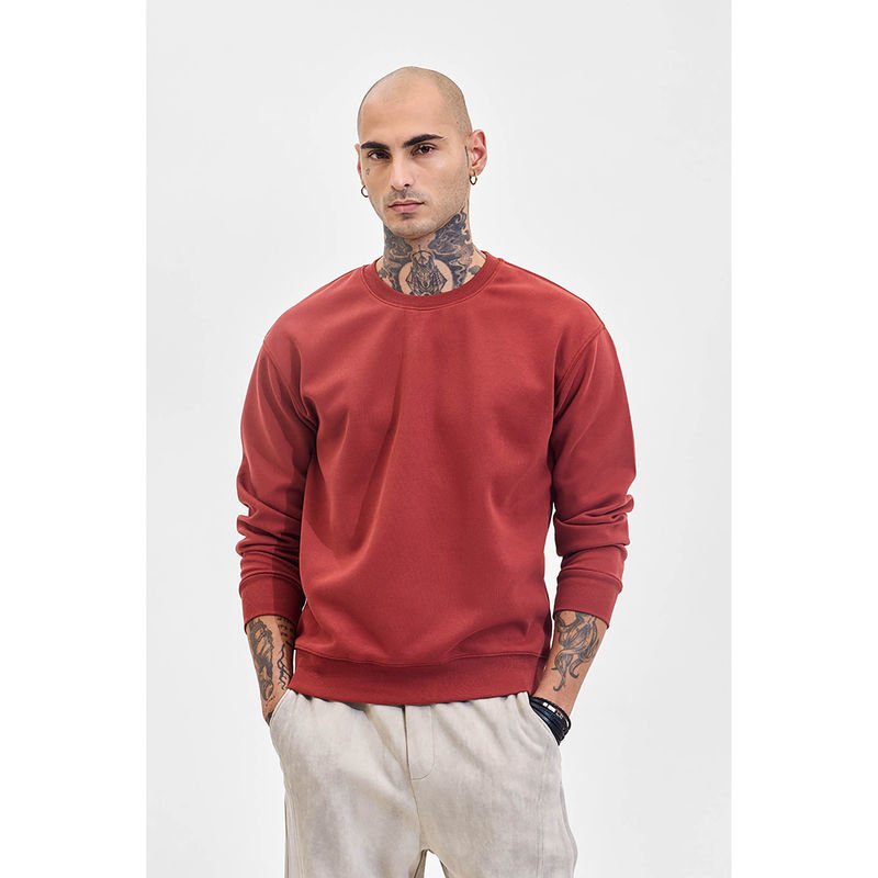 Snitch Rust Solid Relaxed Fit Sweatshirt (2XL)