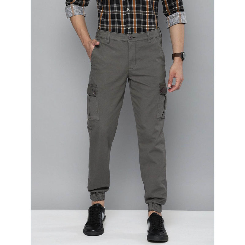 The Indian Garage Co Grey Solid Regular Fit Joggers (36)