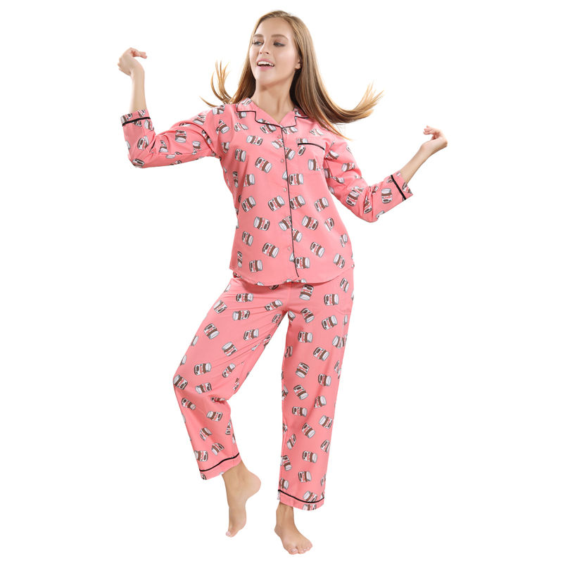 Buy PIU Nutella Print Night Suit Set Pink Online