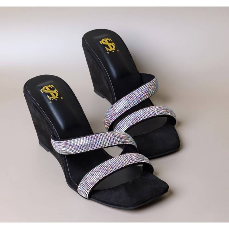 Shoe that fits you Stfy Black Embellished Wedges (EURO 35)