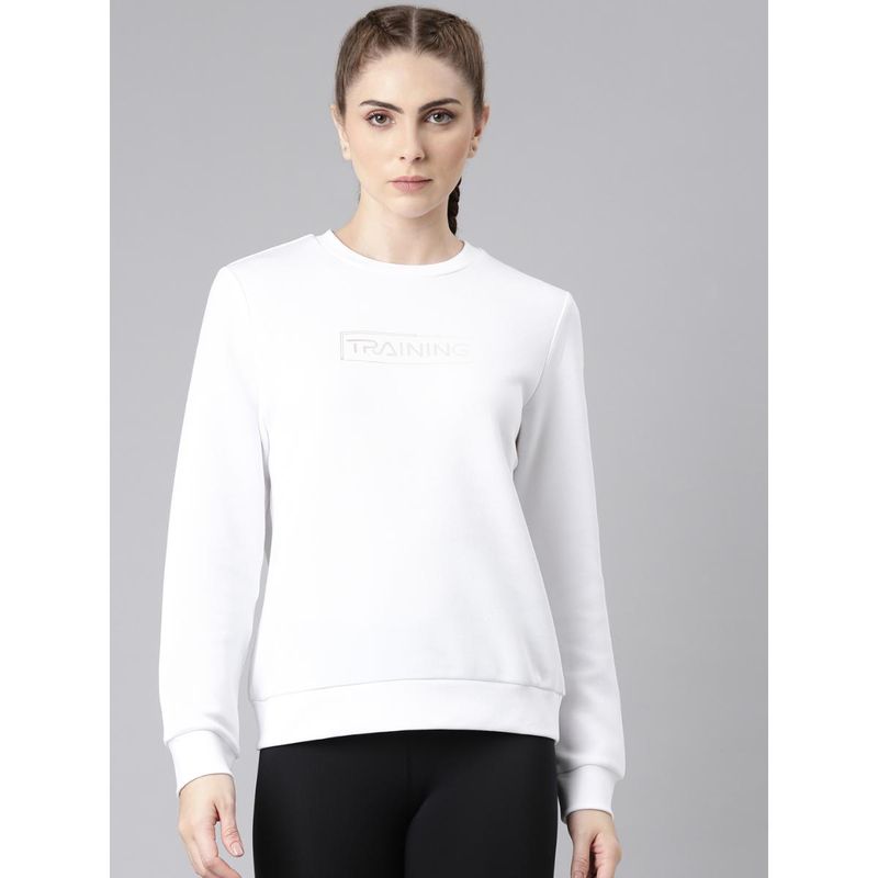 Xtep The Power Of Gentleness Themed Training Sports Sweatshirts Sweater for Women, Pearl White (S)