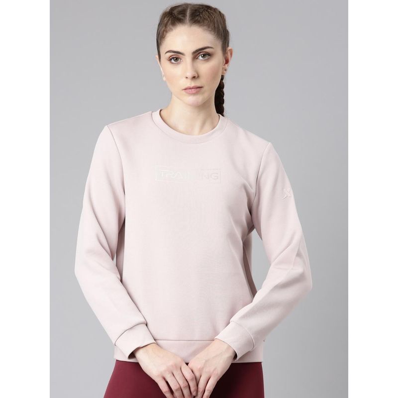 Xtep The Power Of Gentleness Themed Training Sports Sweatshirts Sweater for Women, Blurry Pink (S)
