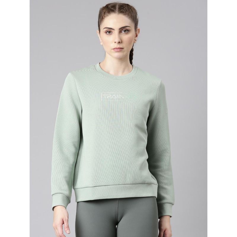 Xtep The Power Of Gentleness Themed Training Sports Sweatshirts Sweater for Women, Green (S)
