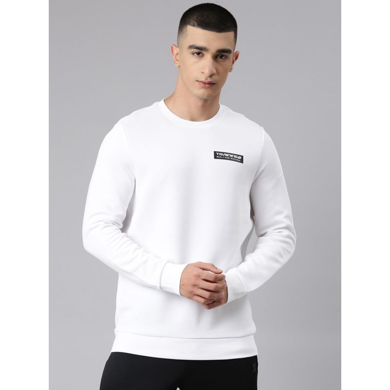 Xtep Drums In The Middle Themed Sculpting Sweatshirt for Men, Pearl White (XS)