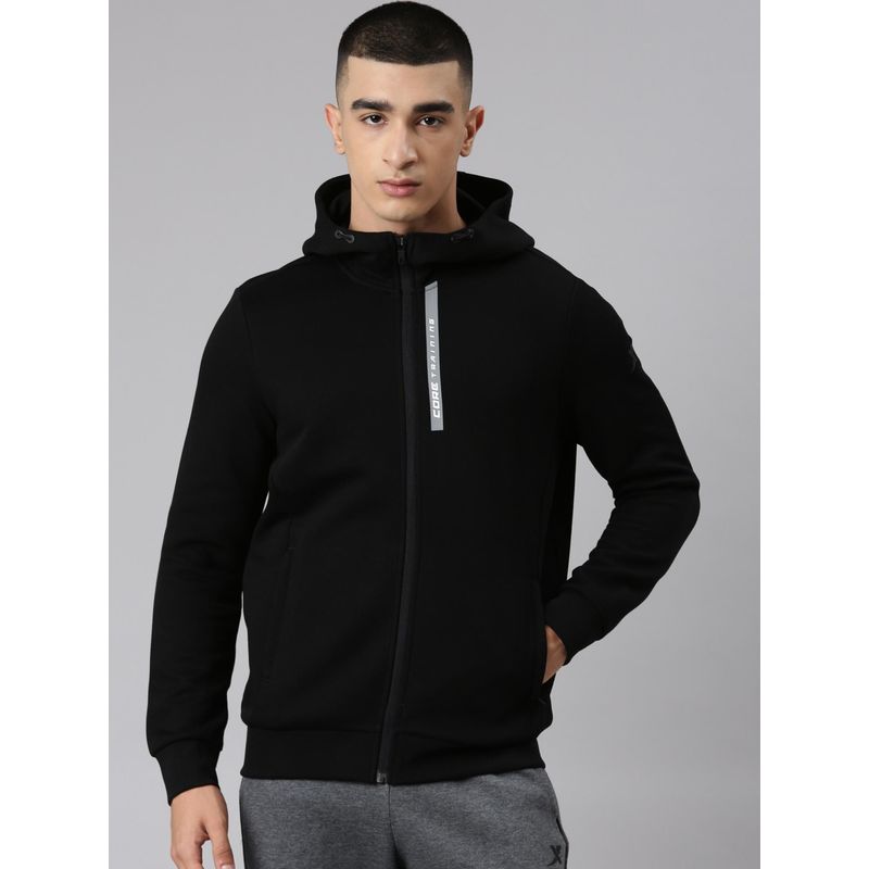 Xtep Shape and Move Themed Sculpting Knitted Hoodie Training Sports Sweatshirt for Men, Black (S)