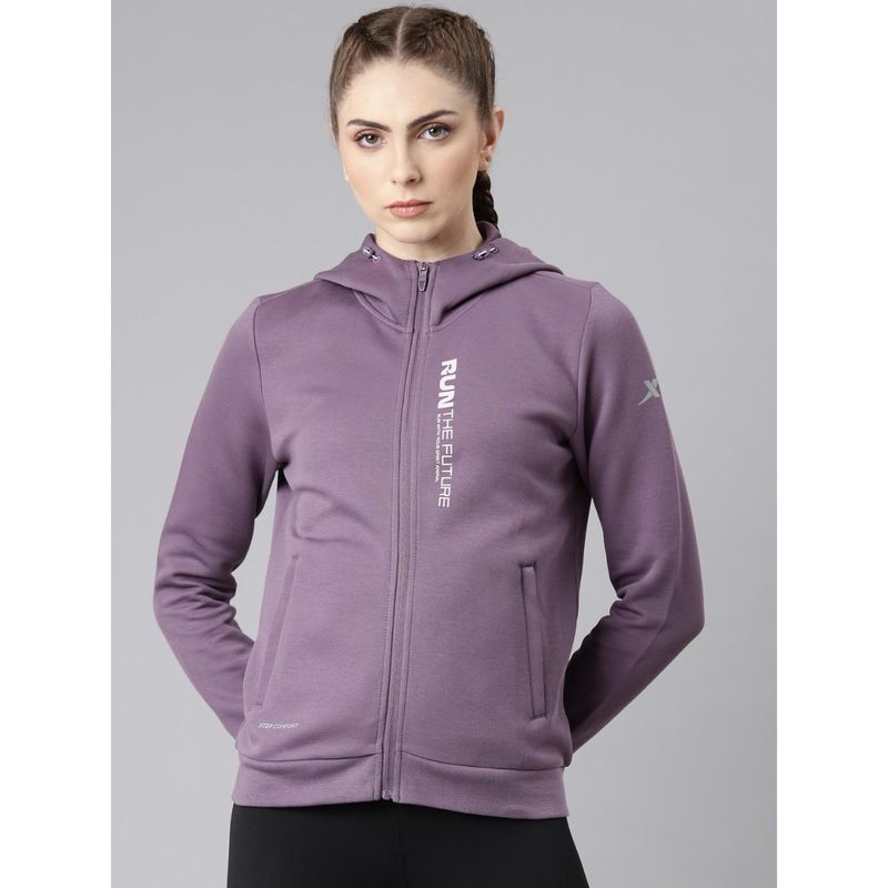 Xtep Future Runners Themed Hoodie Style Sculpting Sweatshirt for Women, Dark Greyish Purple (M)