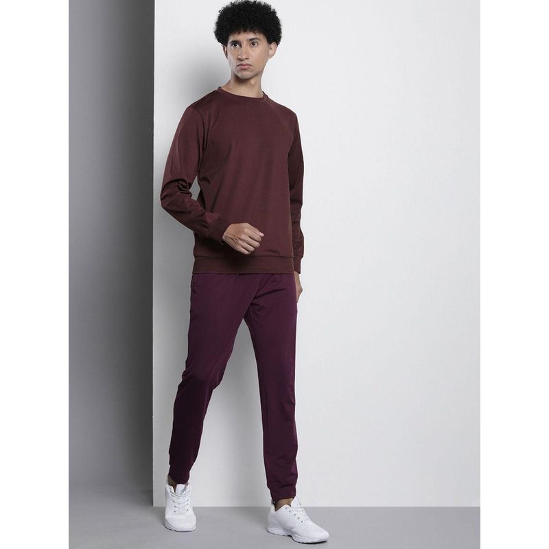 The Indian Garage Co Men Solid Sweatshirt and Jogger Tracksuit Burgundy (Set of 2) (M)