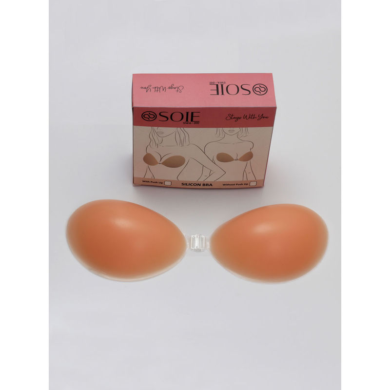 SOIE Women's Invisible Reusable Self-Adhesive Free Silicone Bra -Nude (S)