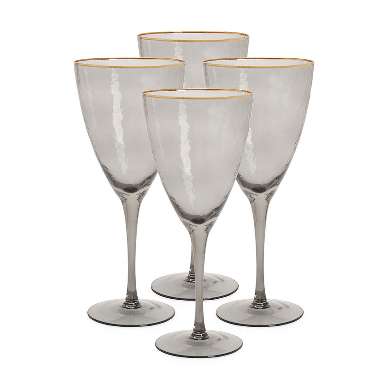 Pure Home + Living Set of 4 Grey Hammered Wine Glasses Buy Pure Home