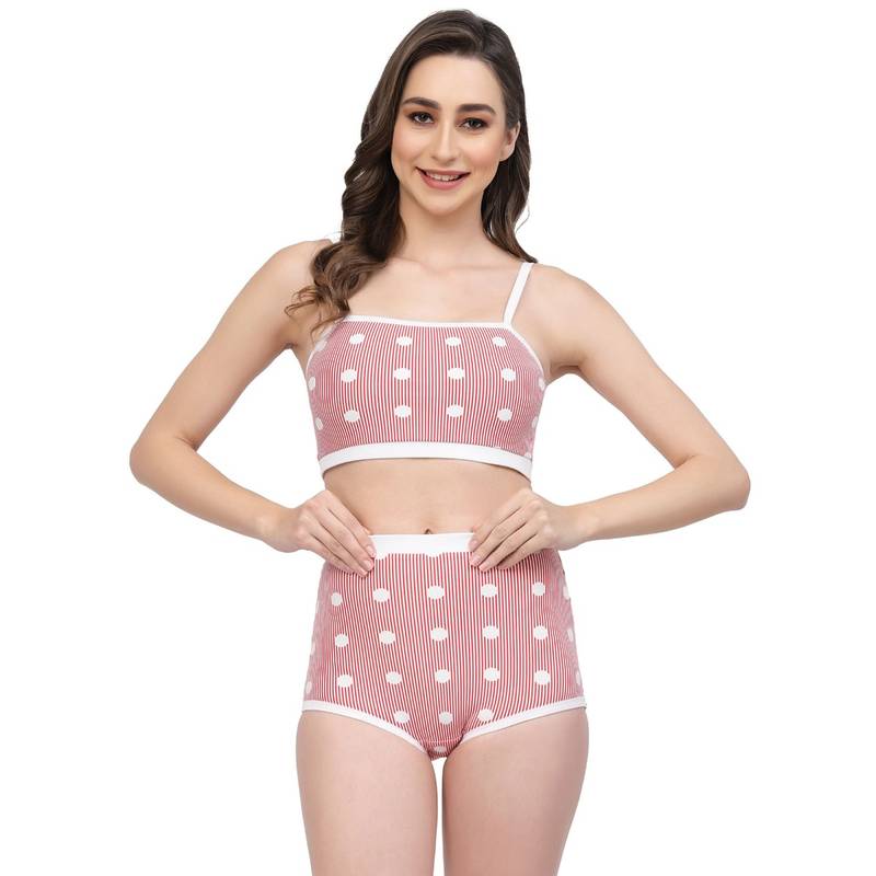 Cukoo Padded White Printed Two Piece Tankini Swimwear (XL)