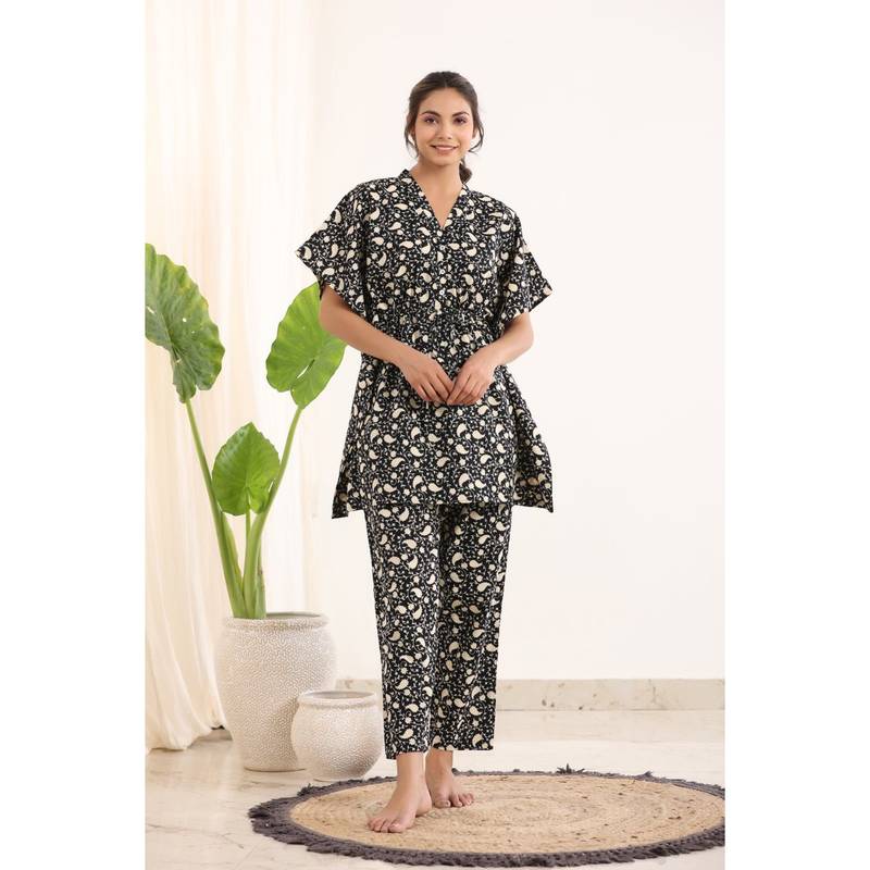 SANSKRUTIHOMES Women Pure Cotton Night Suit (Set of 2) (S)