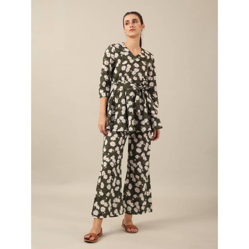 SANSKRUTIHOMES Women Pure Cotton Night Suit (Set of 3) (L)