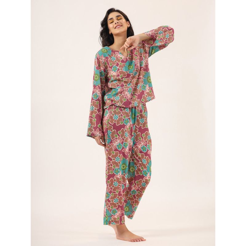 SAY Women Pure Cotton Night Suit (Set of 2) (S)