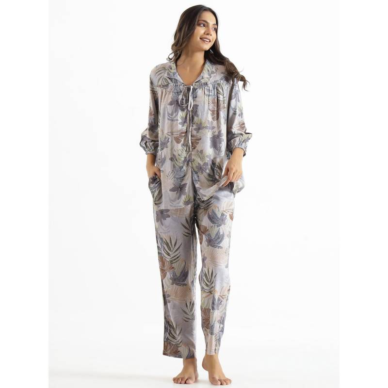SANSKRUTIHOMES Women Viscose Rayon Night Suit (Set of 2) (L)