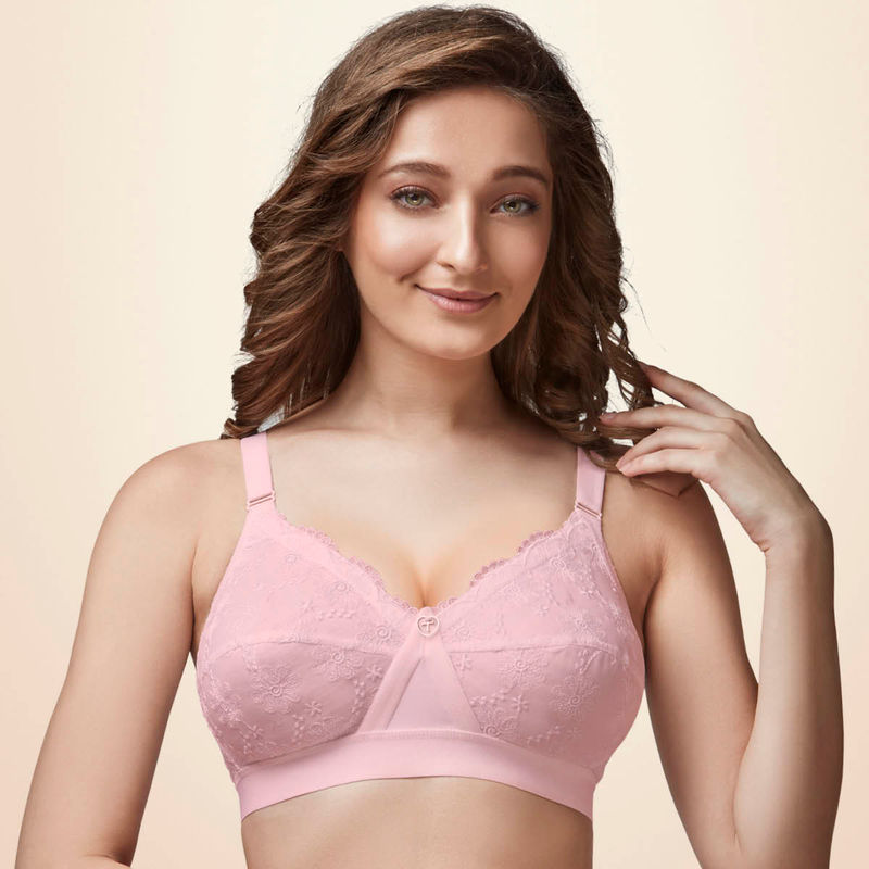 Buy Trylo Cathrina Women Cotton Non-wired Soft Full Cup Bra - Pink Online