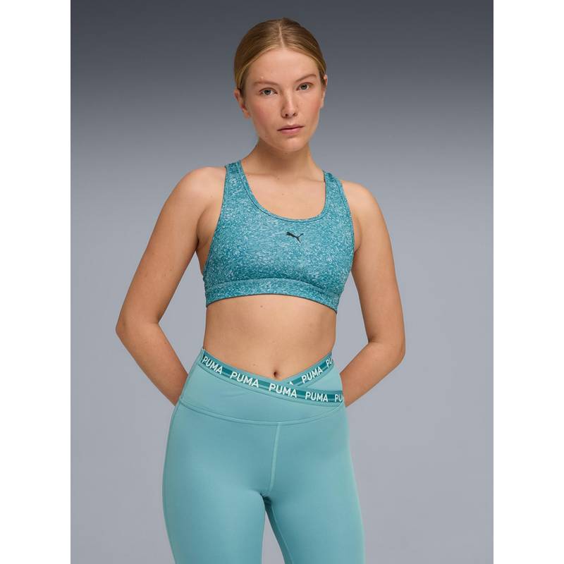 Puma Blue Printed Racerback Seamless Sports Bra (L)