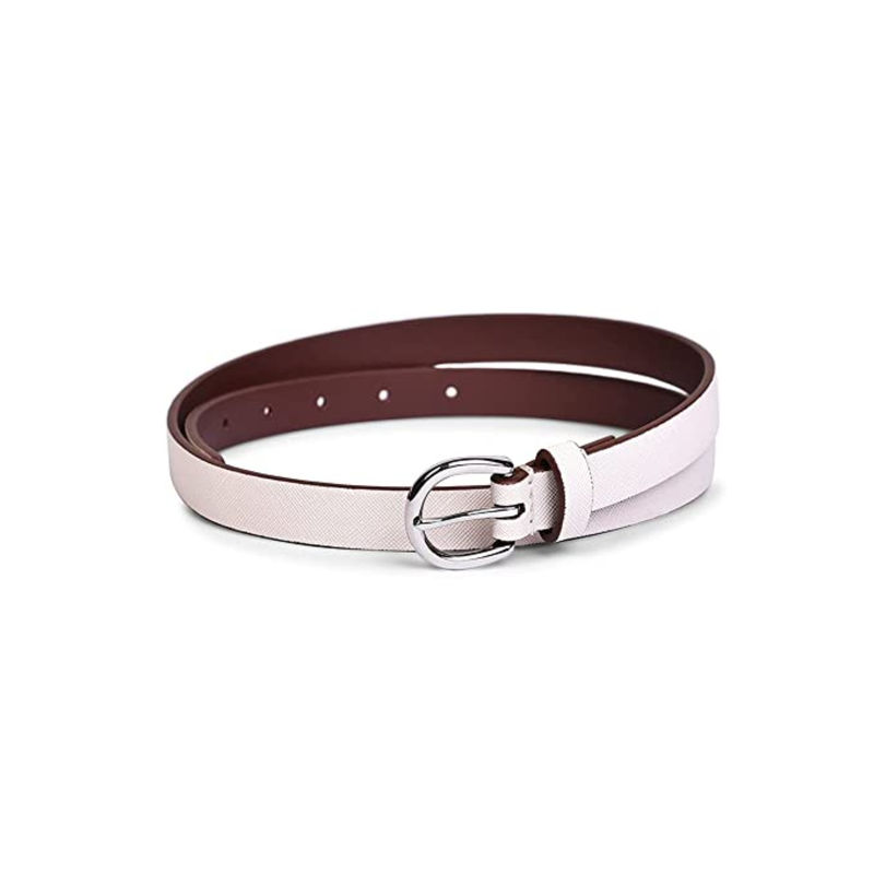 BELWABA Vegan Leather Ivory Saffiano Womens Belt (26)