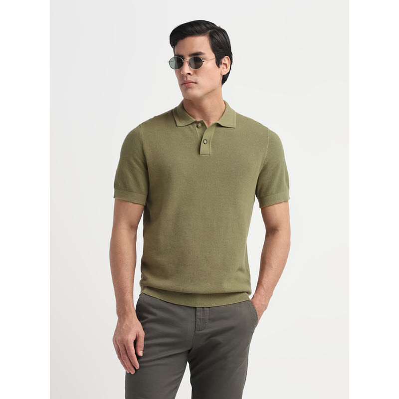 SELECTED HOMME Green Colibri Knitted Structured Polo T-Shirt (S)