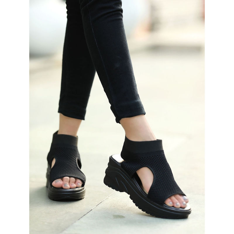 Shoetopia Fashion & Comfortable Casual Black Sandals (EURO 40)
