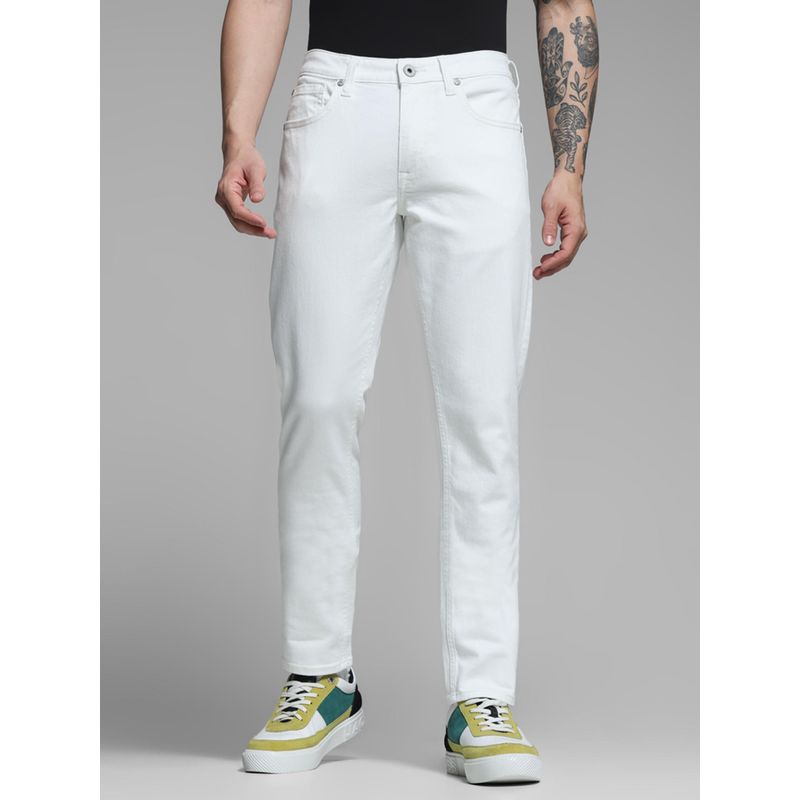 Jack & Jones White Cotton Slim Fit Jeans (38/34)