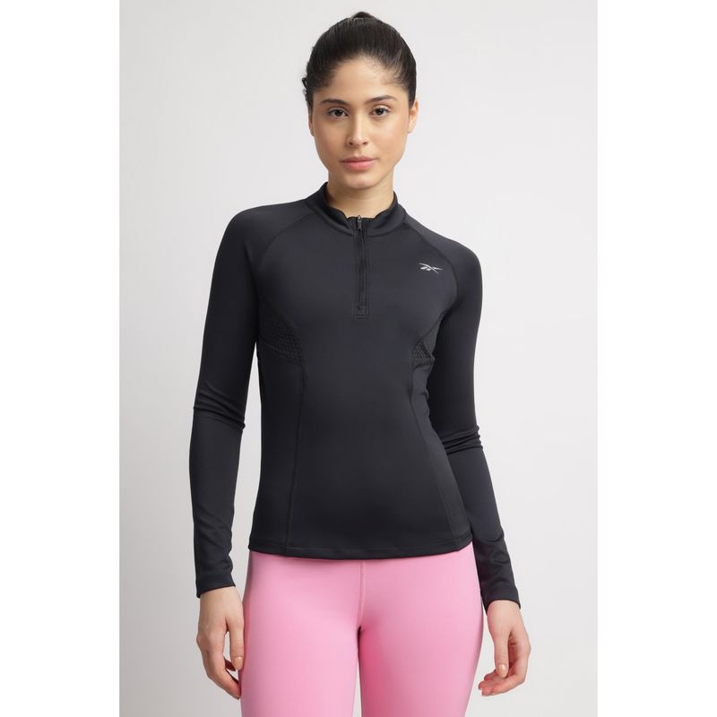 Reebok Women Black Full Sleeves Sweatshirt (XS)