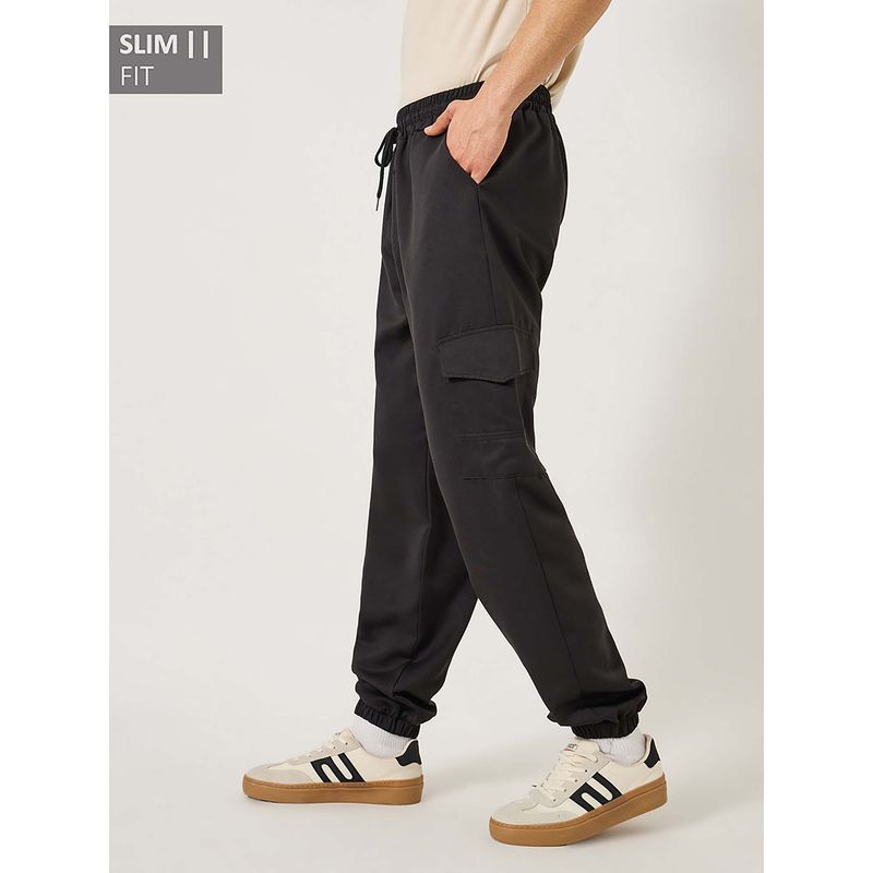 Styli Black Men Slim Fit Solid Cargo (30)