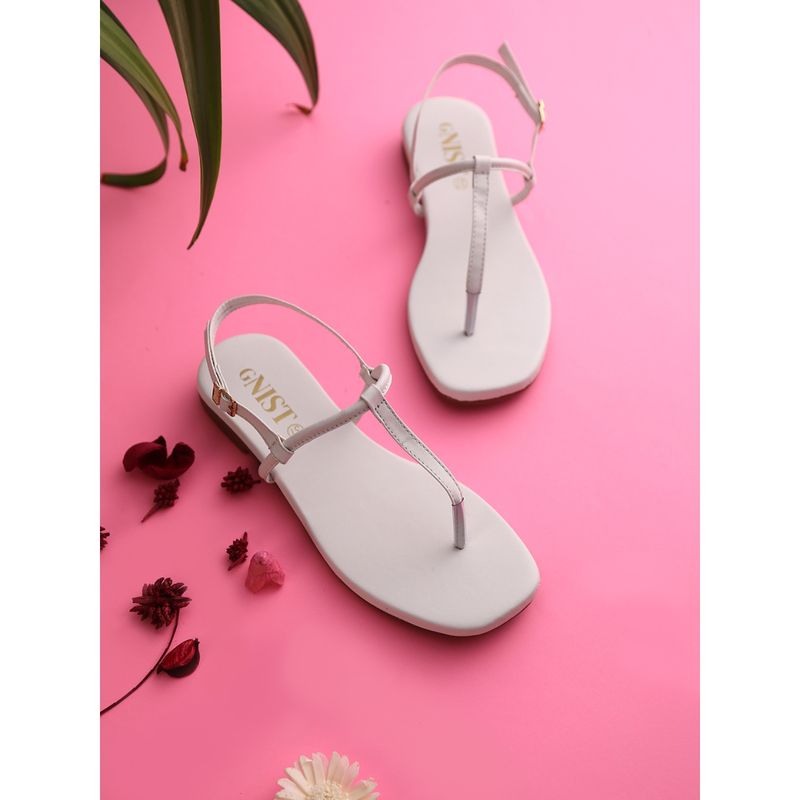 GNIST White Office Plain Flat Sandal (EURO 39)