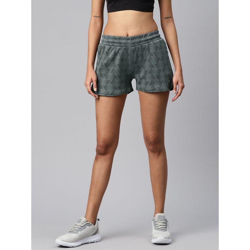 Alcis Women Printed Training Gym Sports Shorts Black (L)