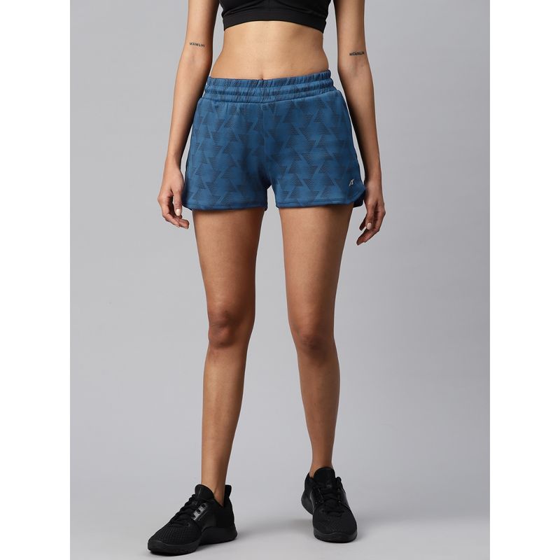 Alcis Women Printed Training Gym Sports Shorts Navy Blue (L)