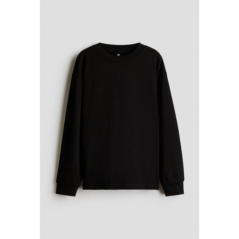 H&M Boys Black Long-Sleeved Cotton T-Shirt (8-10 Years)