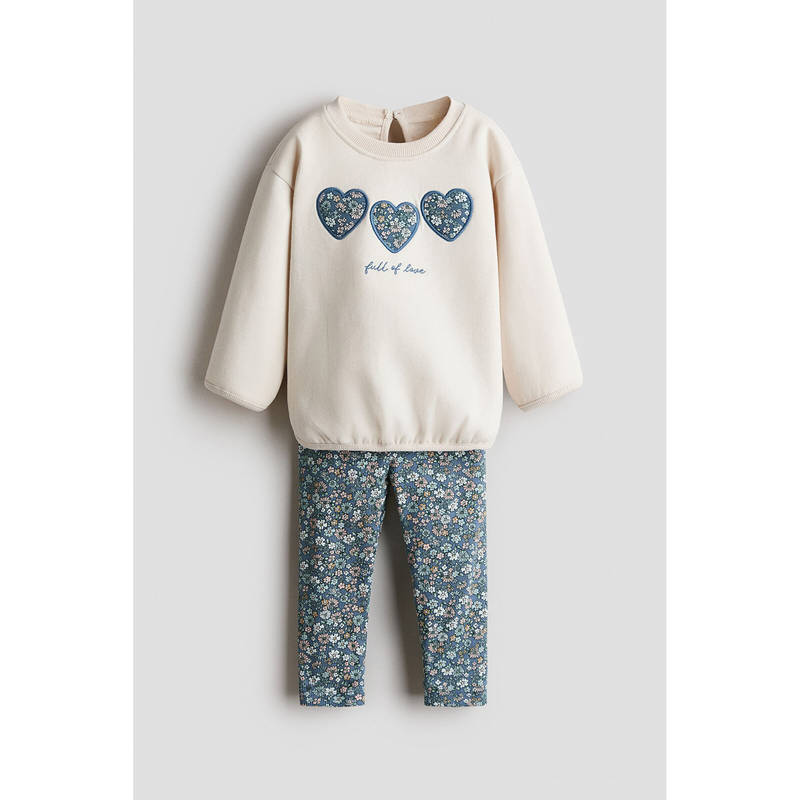 H&M Girls Beige 2-Piece Sweatshirt And Leggings Set (4-6 Months)