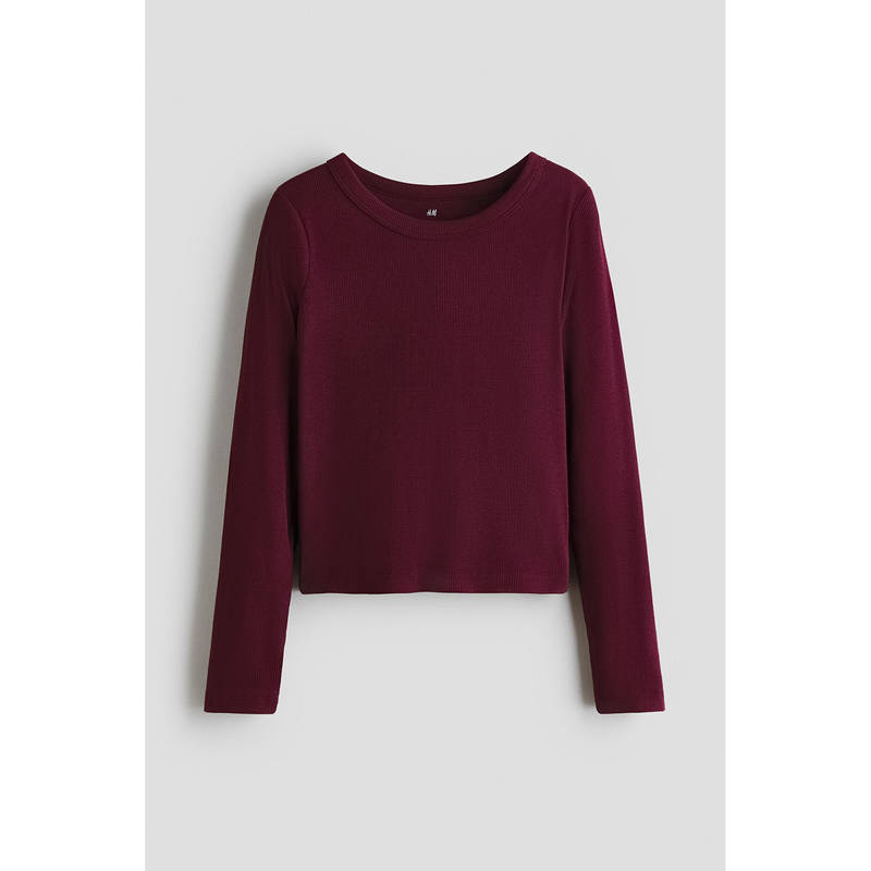 H&M Girls Red Ribbed Cotton Top (8-10 Years)