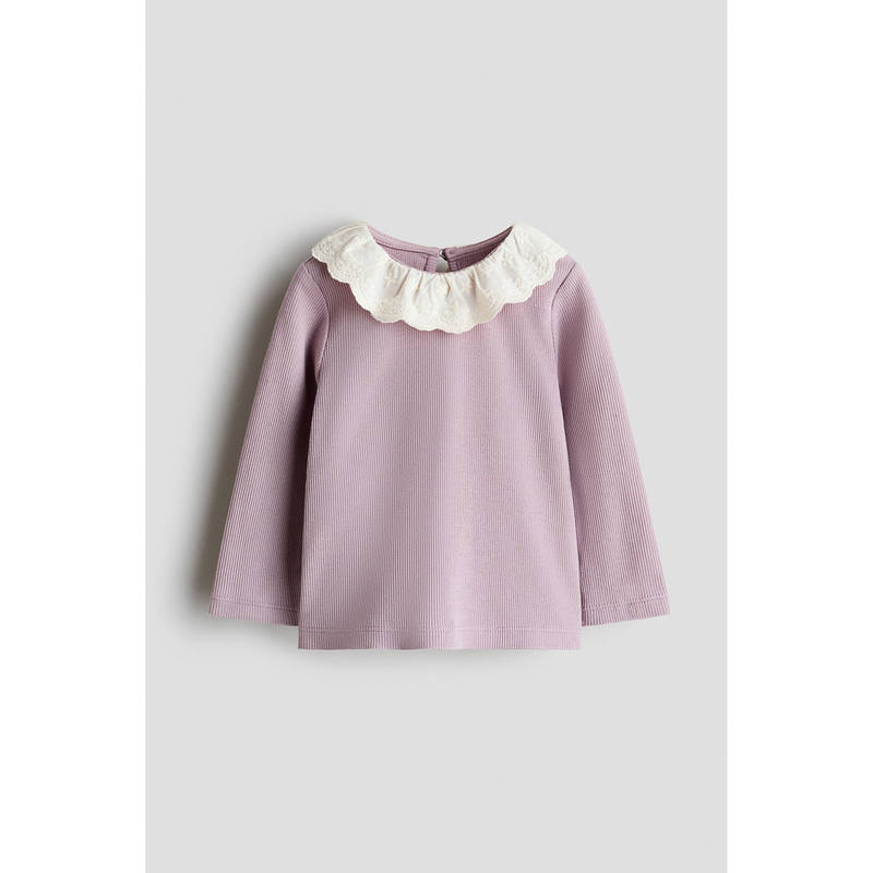 H&M Girls Purple Collared Rib-Knit Top (4-6 Months)