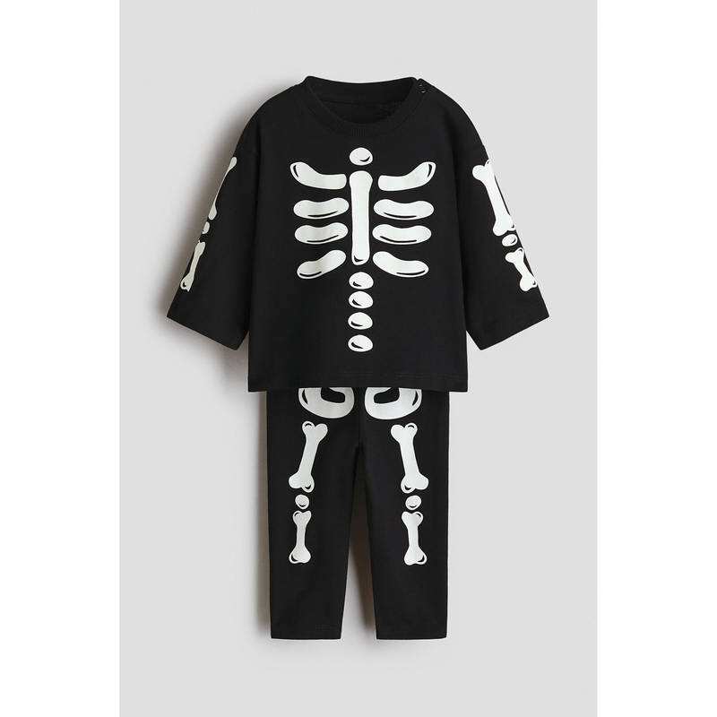 H&M Kids Black 2-Piece Printed Cotton Set (1.5-2 Years)