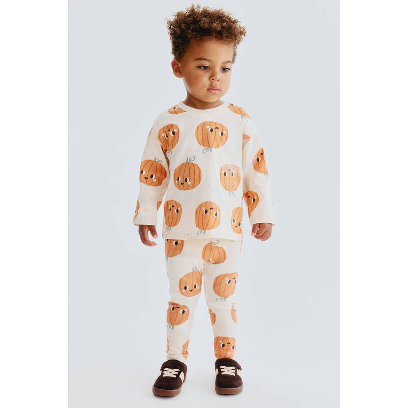 H&M Kids Beige 2-Piece Printed Cotton Set (4-6 Months)