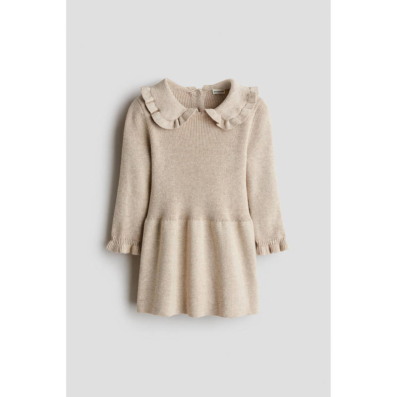 H&M Girls Beige Cotton-Knit Dress (4-6 Months)