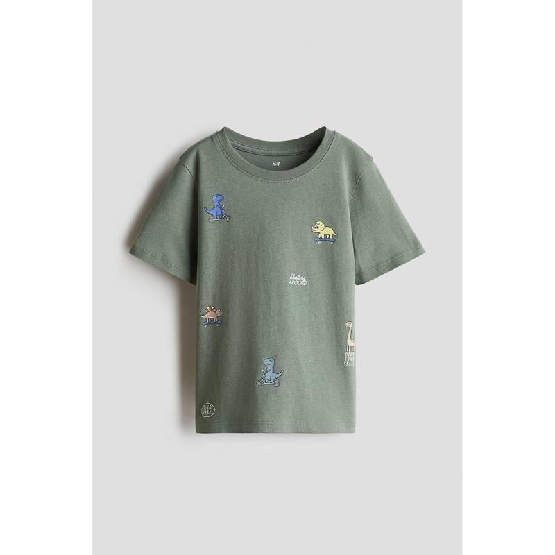 H&M Boys Green Printed T-Shirt (1.5-2 Years)