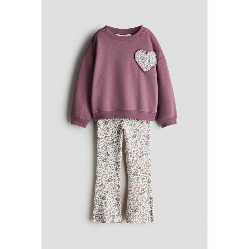 H&M Girls Purple 2-Piece Appliqued Set (1.5-2 Years)