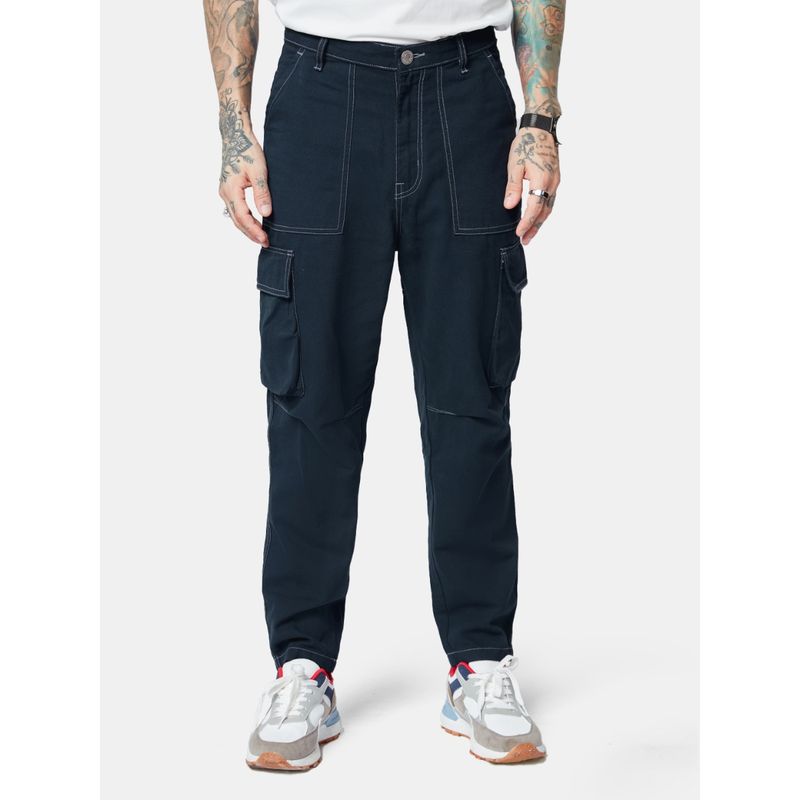 Buy The Souled Store Original Solids Mens Navy Cargo Pants Online