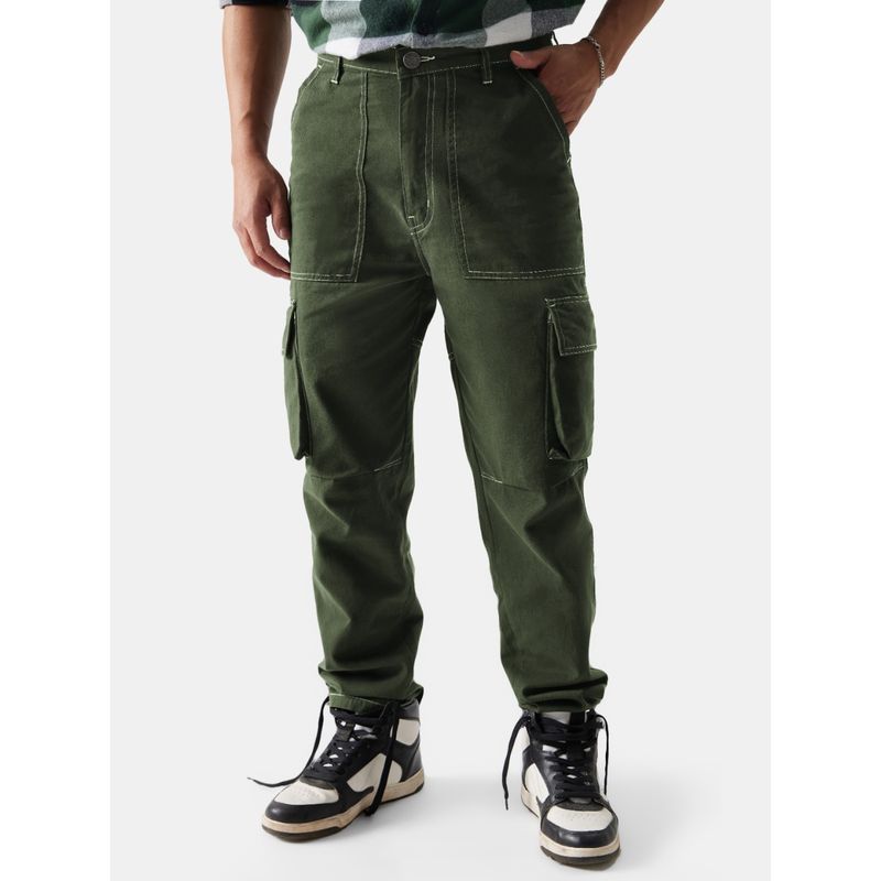 Buy The Souled Store Original Solids Mens Olive Cargo Pants Online